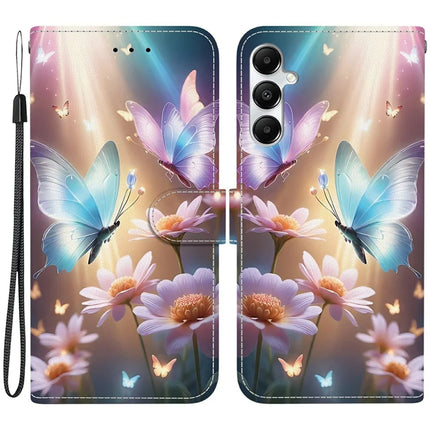 For Samsung Galaxy A35 5G Case Pattern Printing Anti-Drop Leather Flip Wallet Phone Cover with Lanyard - Butterfly Floral