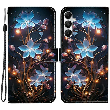 For Samsung Galaxy A35 5G Case Pattern Printing Anti-Drop Leather Flip Wallet Phone Cover with Lanyard - Small Lantern Flower