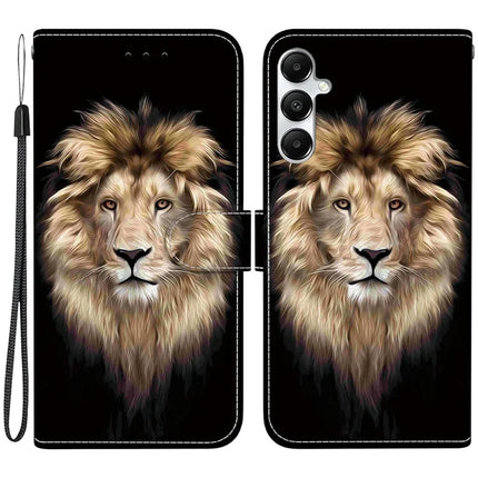 For Samsung Galaxy A35 5G Case Pattern Printing Anti-Drop Leather Flip Wallet Phone Cover with Lanyard - Lion Head