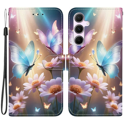 For Samsung Galaxy A55 5G Case Pattern Printing Anti-Drop Leather Flip Wallet Phone Cover with Lanyard - Butterfly Floral