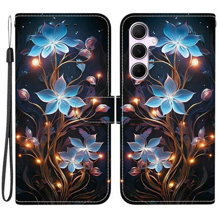 For Samsung Galaxy A55 5G Case Pattern Printing Anti-Drop Leather Flip Wallet Phone Cover with Lanyard - Small Lantern Flower