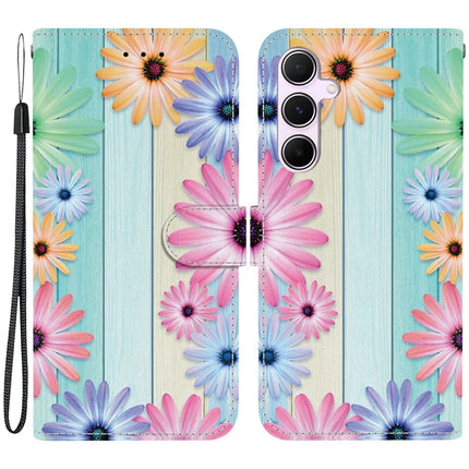 For Samsung Galaxy A55 5G Case Pattern Printing Anti-Drop Leather Flip Wallet Phone Cover with Lanyard - Sunflower