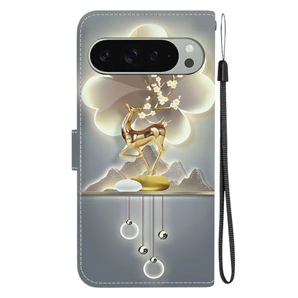 For Google Pixel 9 Pro  /  Pixel 9 Case Pattern Printing Anti-Drop Leather Flip Wallet Phone Cover with Lanyard
