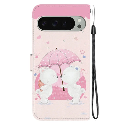 For Google Pixel 9 Pro  /  Pixel 9 Case Pattern Printing Anti-Drop Leather Flip Wallet Phone Cover with Lanyard