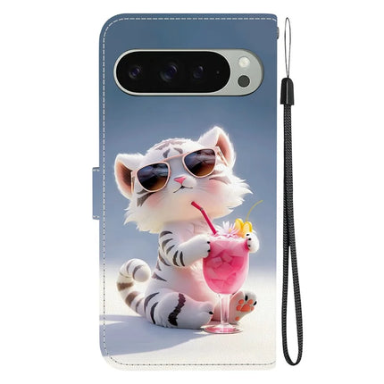 For Google Pixel 9 Pro  /  Pixel 9 Case Pattern Printing Anti-Drop Leather Flip Wallet Phone Cover with Lanyard