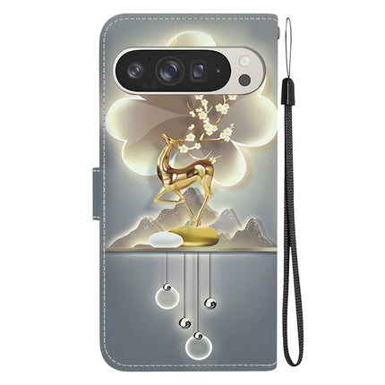 For Google Pixel 9 Pro XL Case Pattern Printing Anti-Drop Leather Flip Wallet Phone Cover with Lanyard