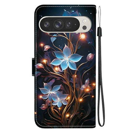 For Google Pixel 9 Pro XL Case Pattern Printing Anti-Drop Leather Flip Wallet Phone Cover with Lanyard
