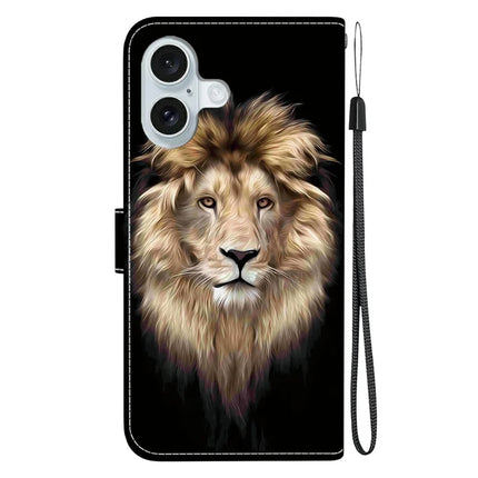 For iPhone 16 Case Pattern Printing Anti-Drop Leather Flip Wallet Phone Cover with Lanyard