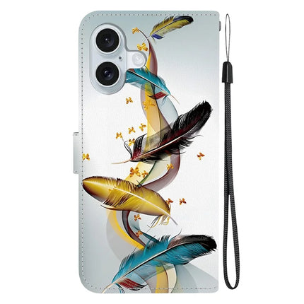 For iPhone 16 Plus Case Pattern Printing Anti-Drop Leather Flip Wallet Phone Cover with Lanyard