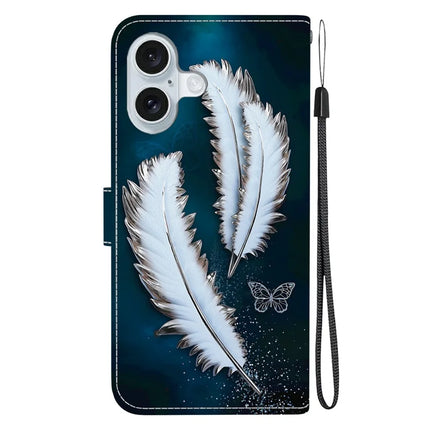 For iPhone 16 Plus Case Pattern Printing Anti-Drop Leather Flip Wallet Phone Cover with Lanyard