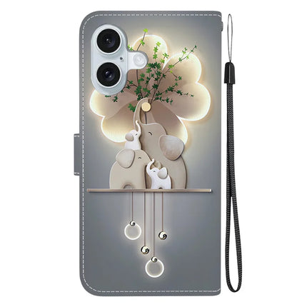 For iPhone 16 Plus Case Pattern Printing Anti-Drop Leather Flip Wallet Phone Cover with Lanyard