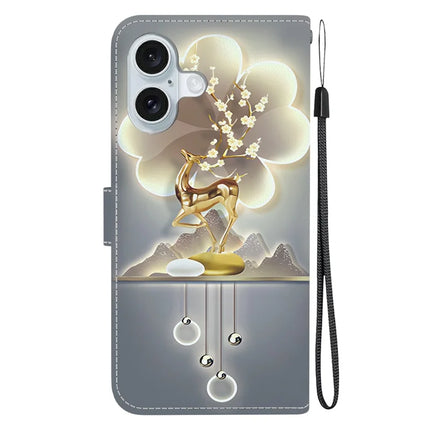 For iPhone 16 Plus Case Pattern Printing Anti-Drop Leather Flip Wallet Phone Cover with Lanyard