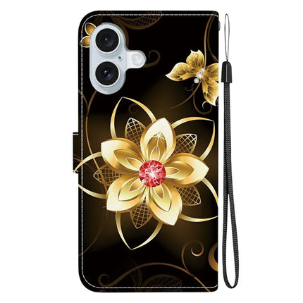 For iPhone 16 Plus Case Pattern Printing Anti-Drop Leather Flip Wallet Phone Cover with Lanyard