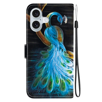 For iPhone 16 Plus Case Pattern Printing Anti-Drop Leather Flip Wallet Phone Cover with Lanyard