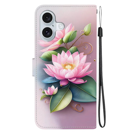 For iPhone 16 Plus Case Pattern Printing Anti-Drop Leather Flip Wallet Phone Cover with Lanyard