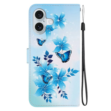 For iPhone 16 Plus Case Pattern Printing Anti-Drop Leather Flip Wallet Phone Cover with Lanyard