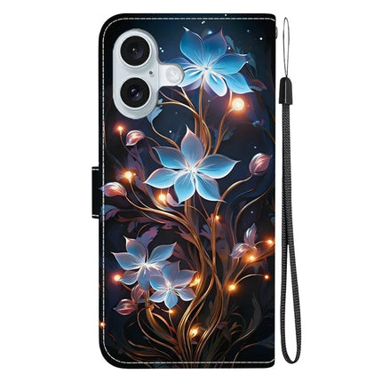 For iPhone 16 Plus Case Pattern Printing Anti-Drop Leather Flip Wallet Phone Cover with Lanyard