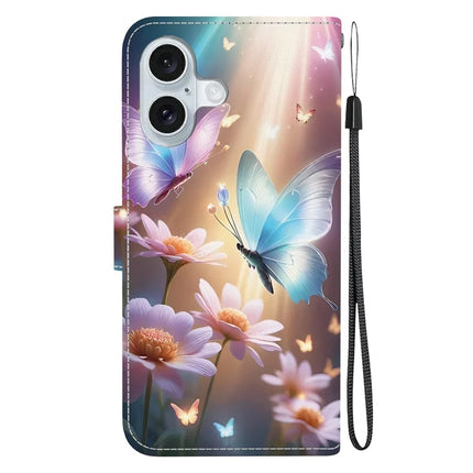 For iPhone 16 Plus Case Pattern Printing Anti-Drop Leather Flip Wallet Phone Cover with Lanyard