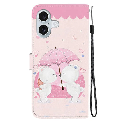 For iPhone 16 Plus Case Pattern Printing Anti-Drop Leather Flip Wallet Phone Cover with Lanyard