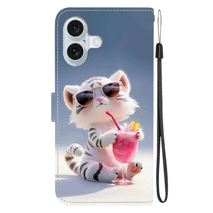 For iPhone 16 Plus Case Pattern Printing Anti-Drop Leather Flip Wallet Phone Cover with Lanyard