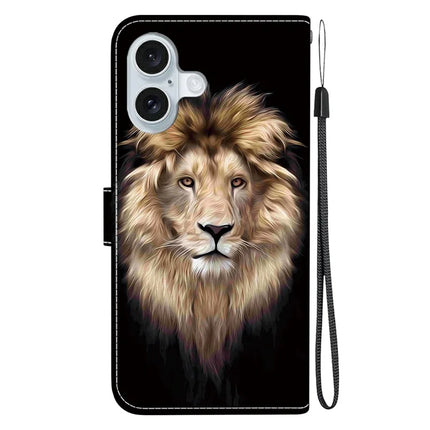 For iPhone 16 Plus Case Pattern Printing Anti-Drop Leather Flip Wallet Phone Cover with Lanyard