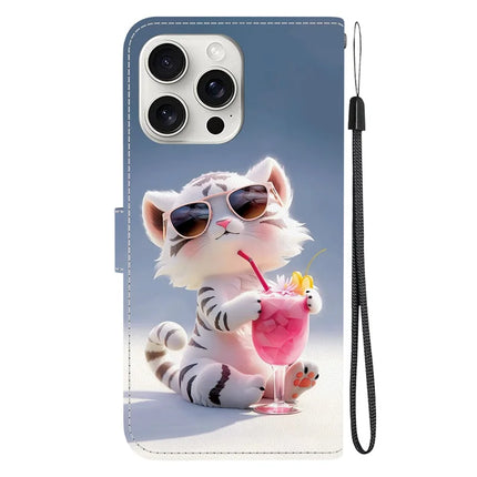 For iPhone 16 Pro Max Case Pattern Printing Anti-Drop Leather Flip Wallet Phone Cover with Lanyard