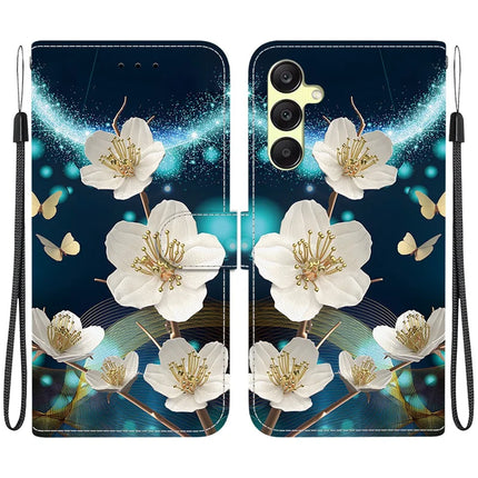 For Samsung Galaxy A25 5G (Global) (161.0 x 76.5 x 8.3mm) Case Pattern Printing Leather Wallet Phone Cover with Lanyard - Magnolia
