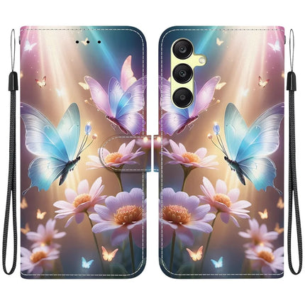 For Samsung Galaxy A25 5G (Global) (161.0 x 76.5 x 8.3mm) Case Pattern Printing Leather Wallet Phone Cover with Lanyard - Butterfly Floral