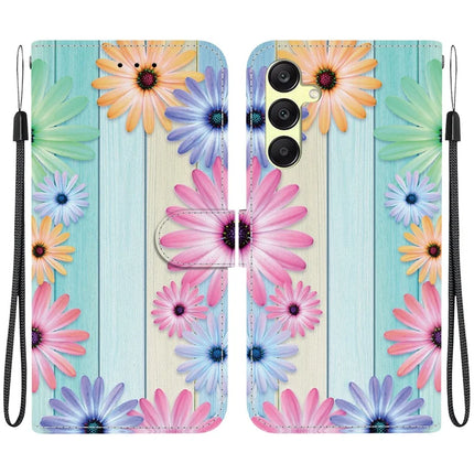 For Samsung Galaxy A25 5G (Global) (161.0 x 76.5 x 8.3mm) Case Pattern Printing Leather Wallet Phone Cover with Lanyard - Sunflower
