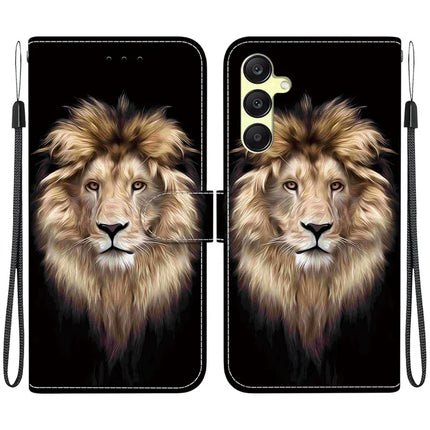 For Samsung Galaxy A25 5G (Global) (161.0 x 76.5 x 8.3mm) Case Pattern Printing Leather Wallet Phone Cover with Lanyard - Lion Head