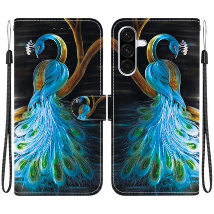 For Samsung Galaxy A56 5G  /  A36 5G Case Pattern Printing Anti-Drop Leather Flip Wallet Phone Cover with Lanyard - Peacock