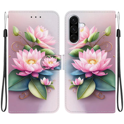 For Samsung Galaxy A56 5G  /  A36 5G Case Pattern Printing Anti-Drop Leather Flip Wallet Phone Cover with Lanyard - Lotus