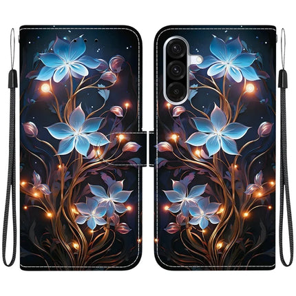 For Samsung Galaxy A56 5G  /  A36 5G Case Pattern Printing Anti-Drop Leather Flip Wallet Phone Cover with Lanyard - Small Lantern Flower