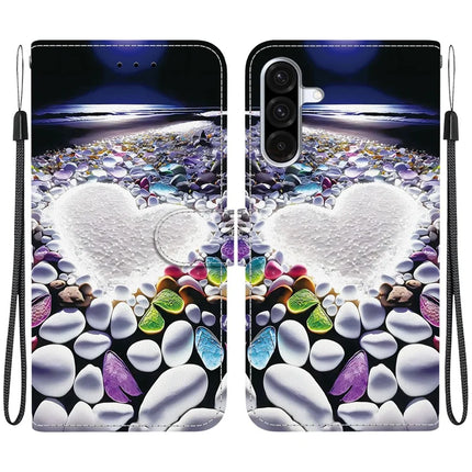 For Samsung Galaxy A56 5G  /  A36 5G Case Pattern Printing Anti-Drop Leather Flip Wallet Phone Cover with Lanyard - Heart Shape