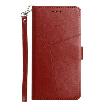 For Motorola Moto G15 4G Case Y Shaped Lines Imprint Leather Phone Cover