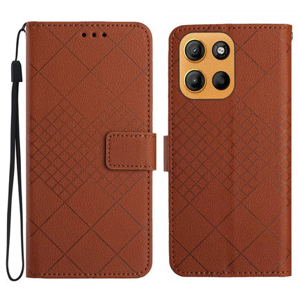 For Motorola Moto G15 4G Wallet Phone Case Imprint PU Leather Flip Folio Cover - Brown