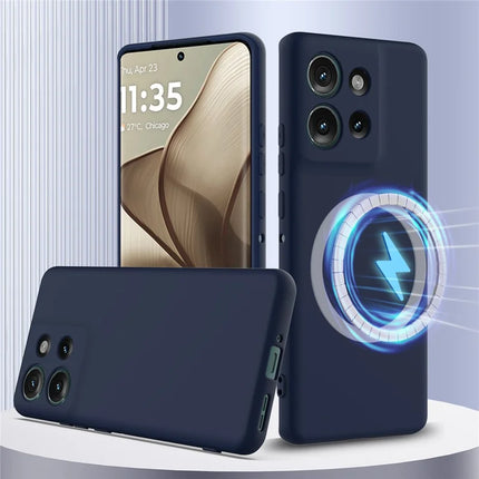 For Motorola Edge 50 5G Case Compatible with MagSafe Liquid Silicone Phone Cover with Lanyard