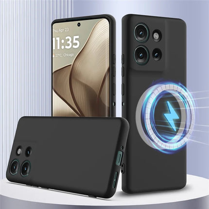 For Motorola Edge 50 5G Case Compatible with MagSafe Liquid Silicone Phone Cover with Lanyard