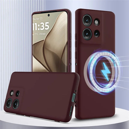For Motorola Edge 50 5G Case Compatible with MagSafe Liquid Silicone Phone Cover with Lanyard