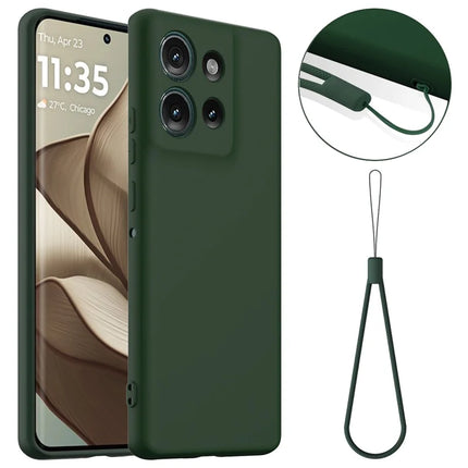 For Motorola Edge 50 5G Case Compatible with MagSafe Liquid Silicone Phone Cover with Lanyard - Dark Green
