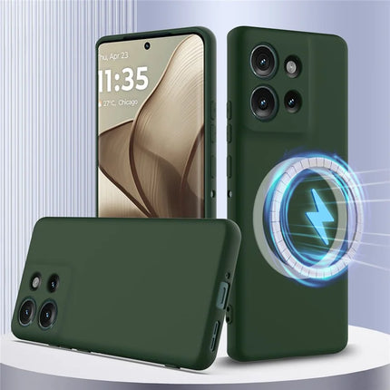 For Motorola Edge 50 5G Case Compatible with MagSafe Liquid Silicone Phone Cover with Lanyard