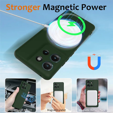 For Motorola Edge 50 5G Case Compatible with MagSafe Liquid Silicone Phone Cover with Lanyard
