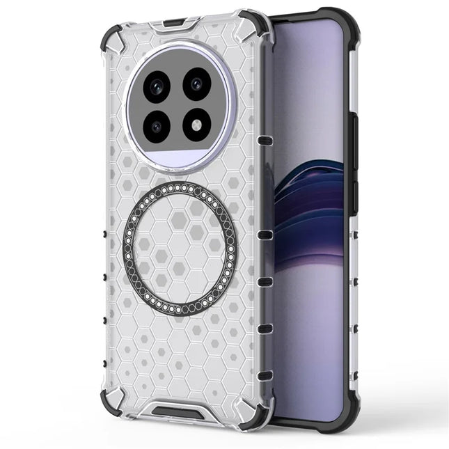For Realme 13 Pro 5G (Global) Case Compatible with MagSafe Honeycomb Design TPU + PC Phone Cover - Transparent