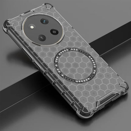 For Honor X60 Pro 5G Case Compatible with MagSafe Honeycomb Design TPU + PC Phone Cover