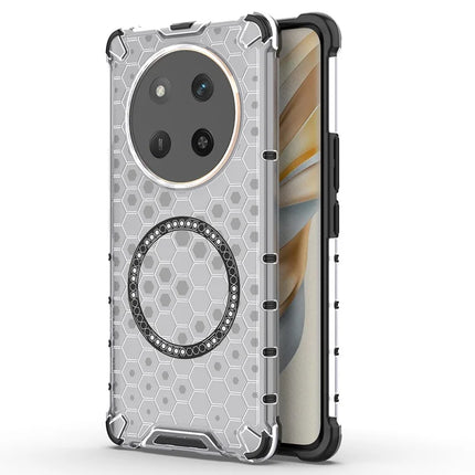 For Honor X60 Pro 5G Case Compatible with MagSafe Honeycomb Design TPU + PC Phone Cover - Transparent