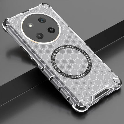 For Honor X60 Pro 5G Case Compatible with MagSafe Honeycomb Design TPU + PC Phone Cover