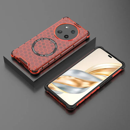 For Honor X60 Pro 5G Case Compatible with MagSafe Honeycomb Design TPU + PC Phone Cover