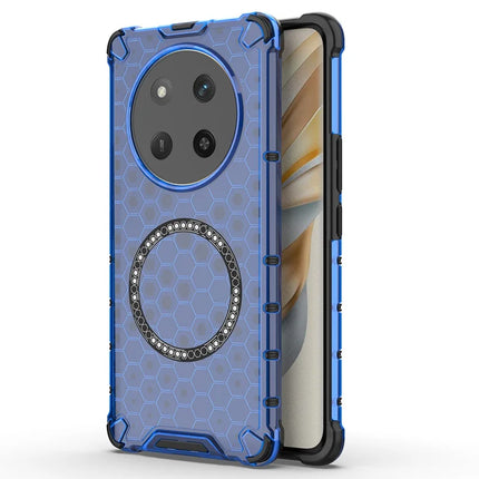 For Honor X60 Pro 5G Case Compatible with MagSafe Honeycomb Design TPU + PC Phone Cover - Blue