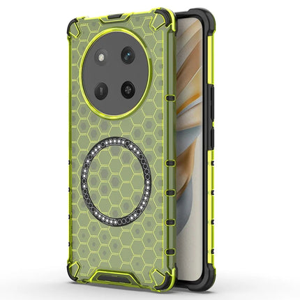 For Honor X60 Pro 5G Case Compatible with MagSafe Honeycomb Design TPU + PC Phone Cover - Green