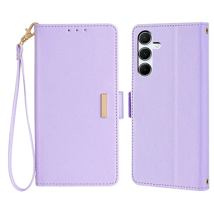 For Samsung Galaxy A36 5G Leather Wallet Case RFID Blocking Stand Cover with Hand Strap - Purple